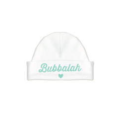 Green infant baby newborn clothing hat with Yiddish design