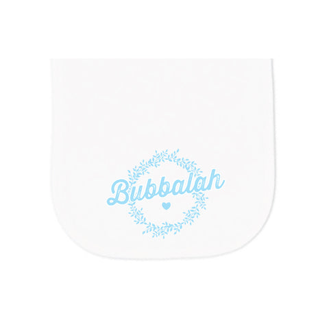 Bubbalah White Burp cloth with Sky Blue ink