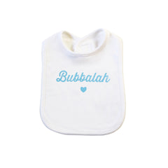 Bubbalah White Bib with Sky Blue Ink