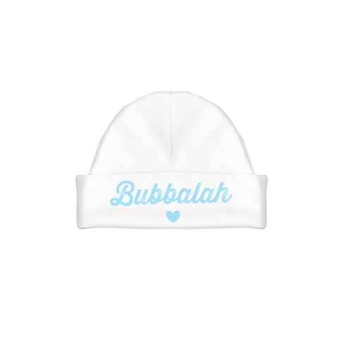 Bubbalah White hat with Sky Blue ink