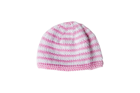 Hand Knit Striped Rose Hat