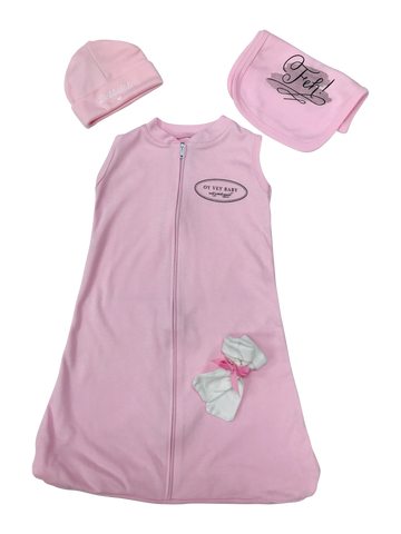 Oy Vey Baby Logo Sac Set in Rose Petal Pink