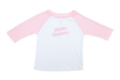 Shpilkis Happens  2T Raglan Sleeve Rose Petal Baseball Shirt
