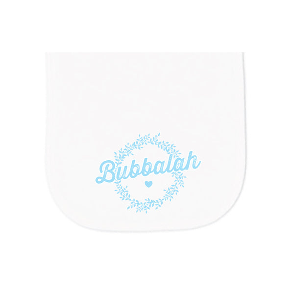 Bubbalah White Burp cloth with Sky Blue ink